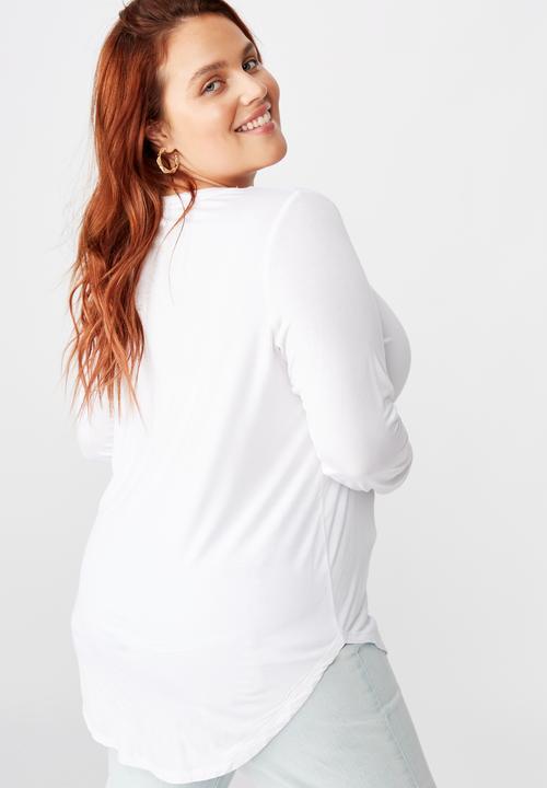 Cotton On - Curve karly long sleeve top - white