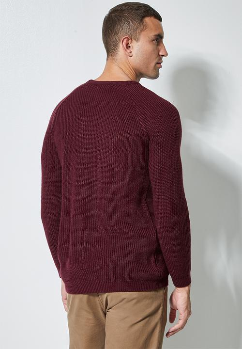 Superbalist - Raglan textured knit - burgundy