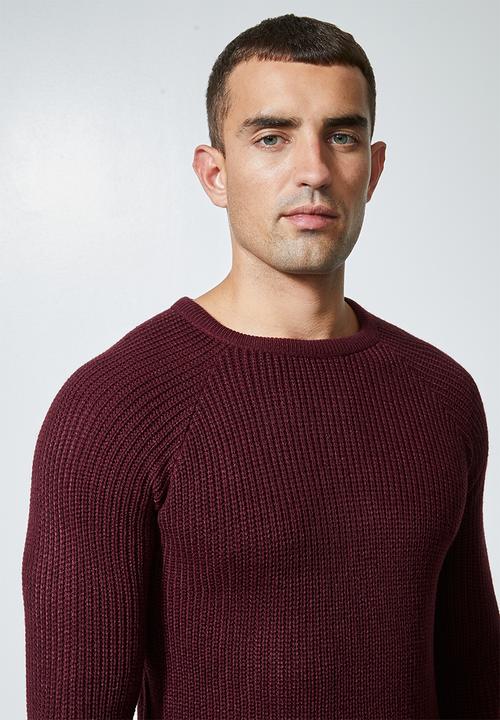 Superbalist - Raglan textured knit - burgundy