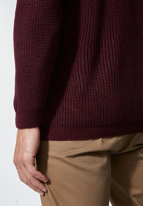 Superbalist - Raglan textured knit - burgundy