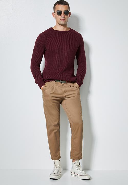 Superbalist - Raglan textured knit - burgundy