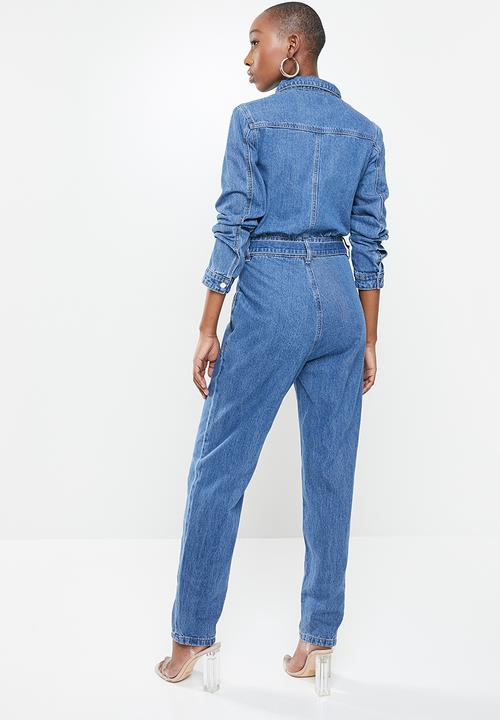 Missguided - Boiler button through jumpsuit - blue