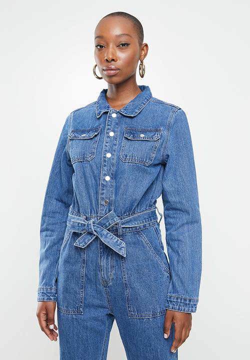 Missguided - Boiler button through jumpsuit - blue
