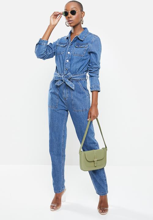 Missguided - Boiler button through jumpsuit - blue