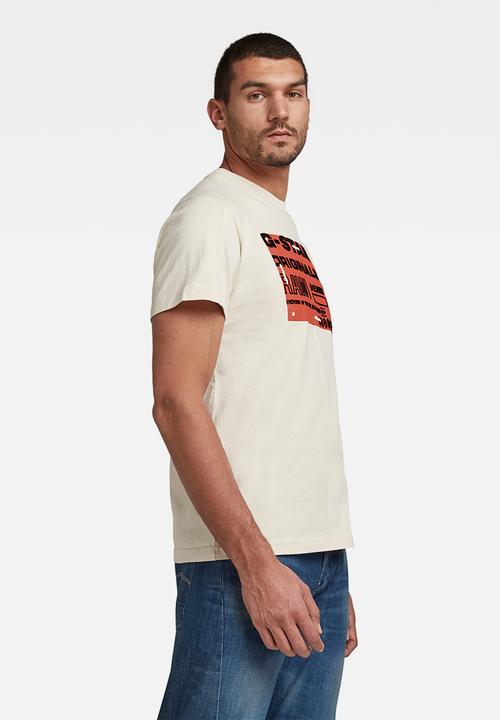 G-STAR - Flock badge graphic r s\s tee - whitebait
