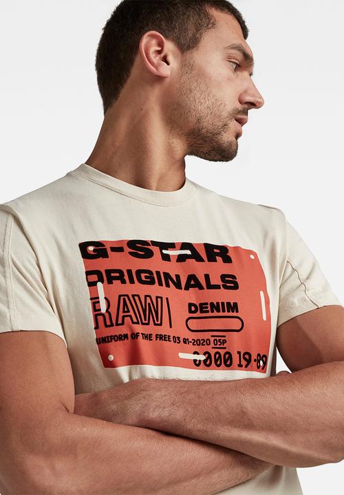 G-STAR - Flock badge graphic r s\s tee - whitebait