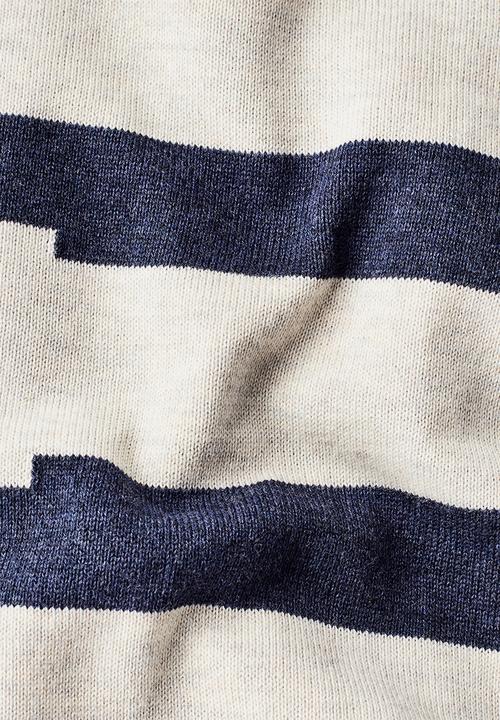 G-STAR - Broken stripe r knit - sartho blue htr/whitebait htr stripe