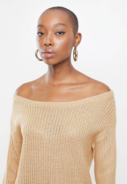 Missguided - Ayvan off shoulder jumper dress - sand