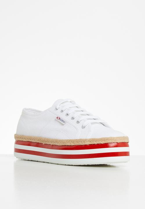 SUPERGA - 2790 Multistripe platform - white & red