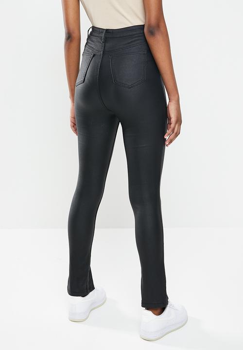 Missguided - Split front coated sinner skinny jean - black