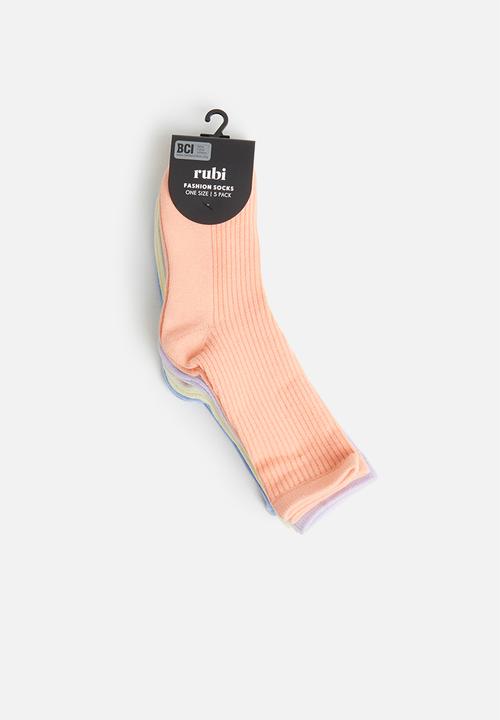 Cotton On - 5 Pack everyday rib sock - multi 