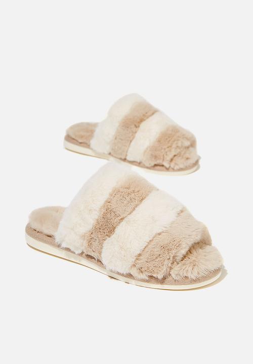 Cotton On - Fluffy slide slipper - buttermilk multi