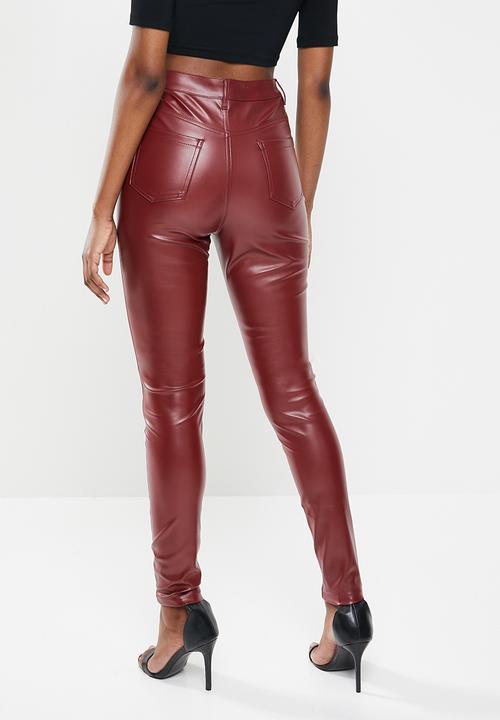 Missguided - Faux leather trouser - burgundy 