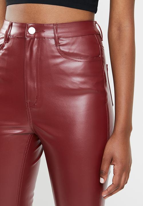 Missguided - Faux leather trouser - burgundy 