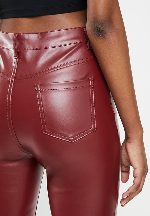 Missguided - Faux leather trouser - burgundy 
