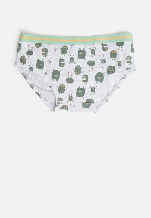 Cotton On - Boys 5 pack brief - green & grey