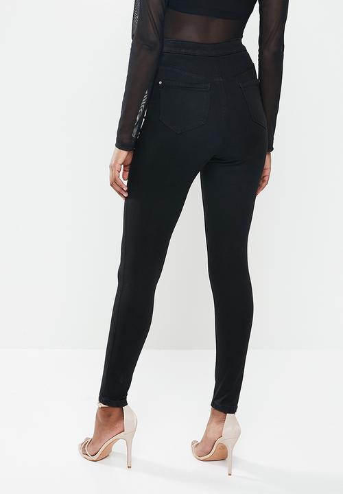 Missguided - Petite vice high waisted skinny jeans - black