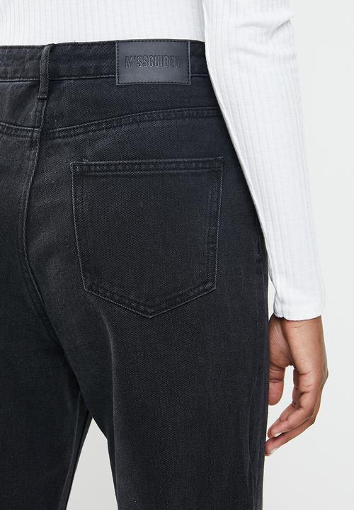 Missguided - Busted knee mom jean - black