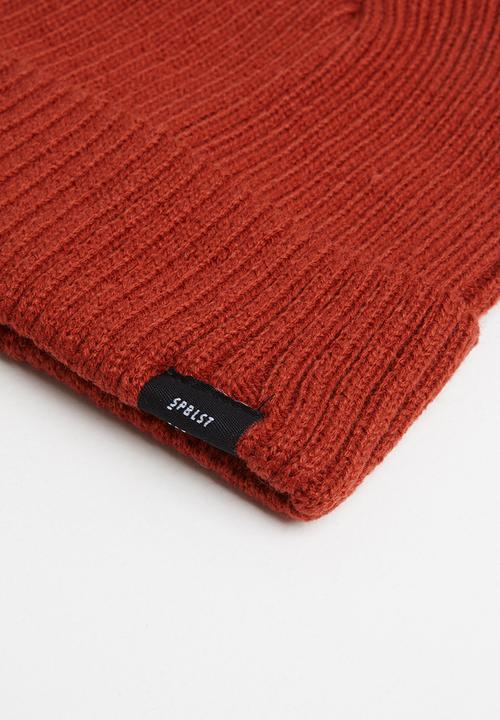 Superbalist - Rib turn up beanie - rust