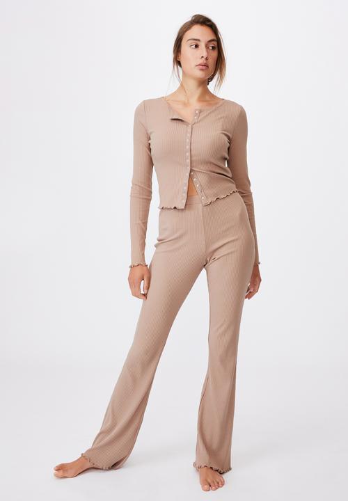 Cotton On - Rib bed pants - brown 