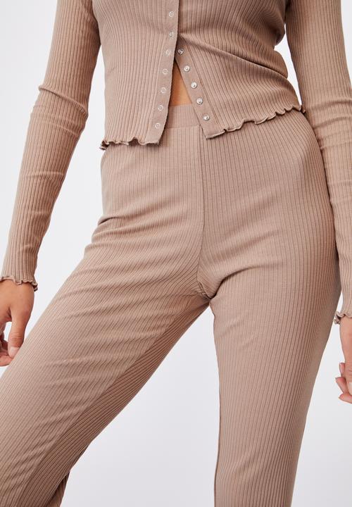 Cotton On - Rib bed pants - brown 