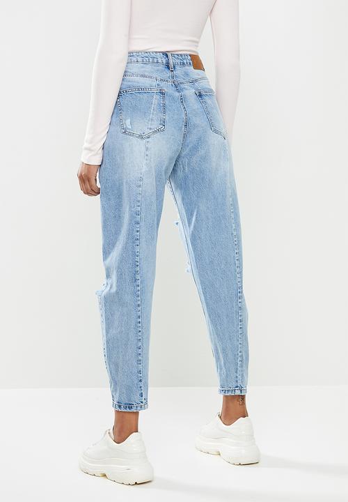 Missguided - Distressed tapered leg jean - blue