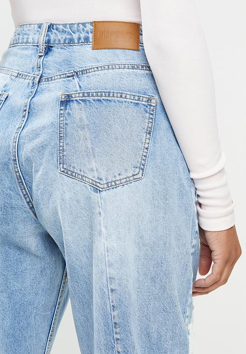 Missguided - Distressed tapered leg jean - blue