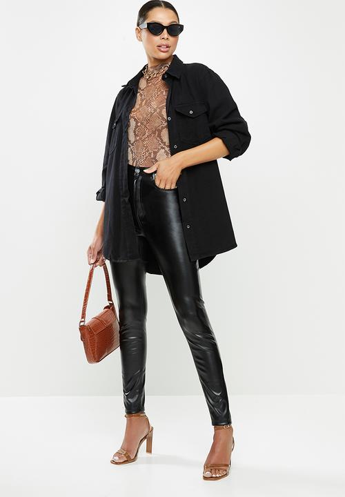Missguided - Faux leather trouser - black