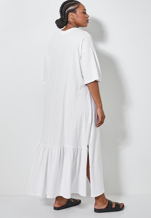 Superbalist - Tiered T-shirt dress - white