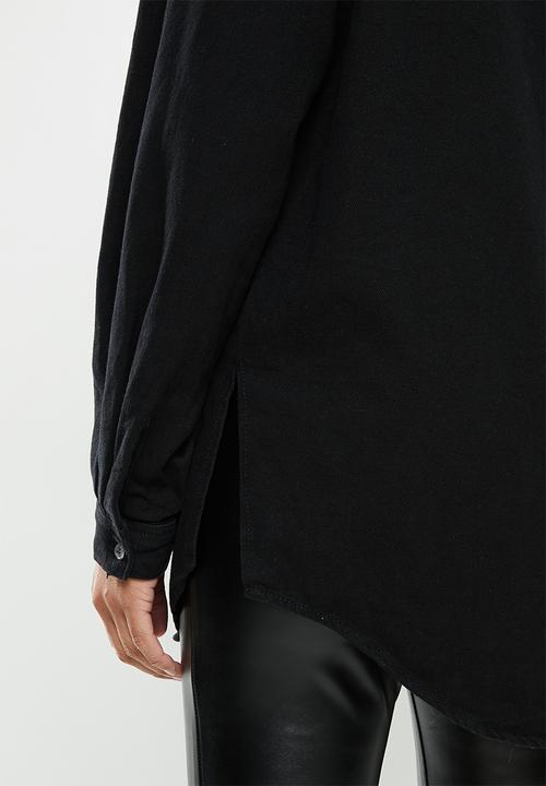 Missguided - Boyfriend fit oversized denim shirt - black