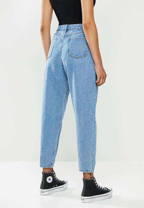 Missguided - Super wide leg tapered jeans - blue