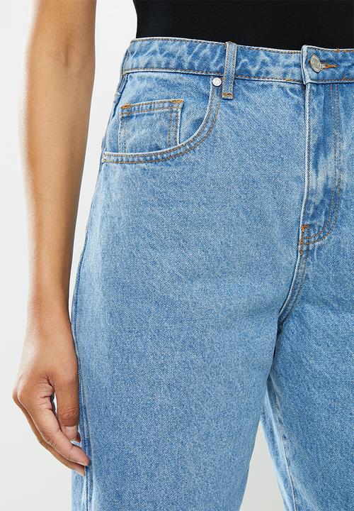 Missguided - Super wide leg tapered jeans - blue
