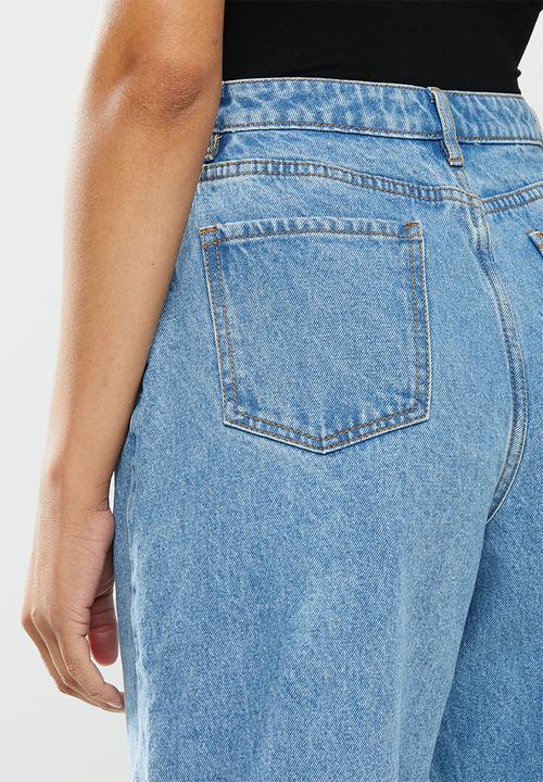 Missguided - Super wide leg tapered jeans - blue