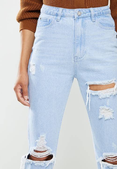 Missguided - Wrath long length distressed jean - blue