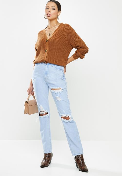 Missguided - Wrath long length distressed jean - blue