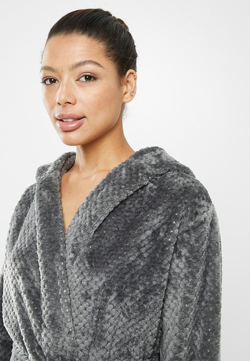 Missguided - Short fluffy super soft dressing gown - grey