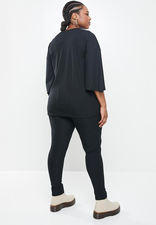 Missguided - Plus size tie sleeve co ord set - black
