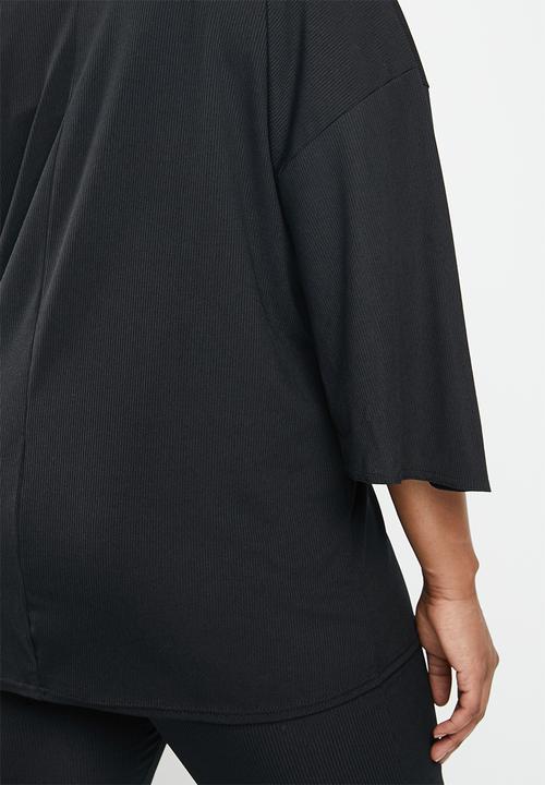 Missguided - Plus size tie sleeve co ord set - black