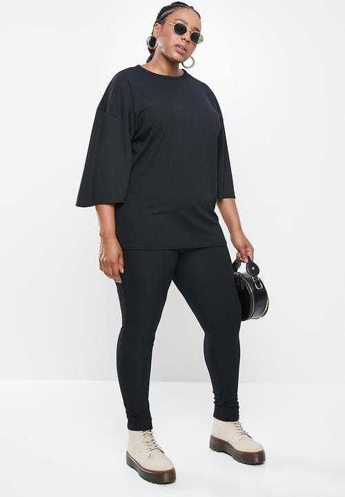 Missguided - Plus size tie sleeve co ord set - black