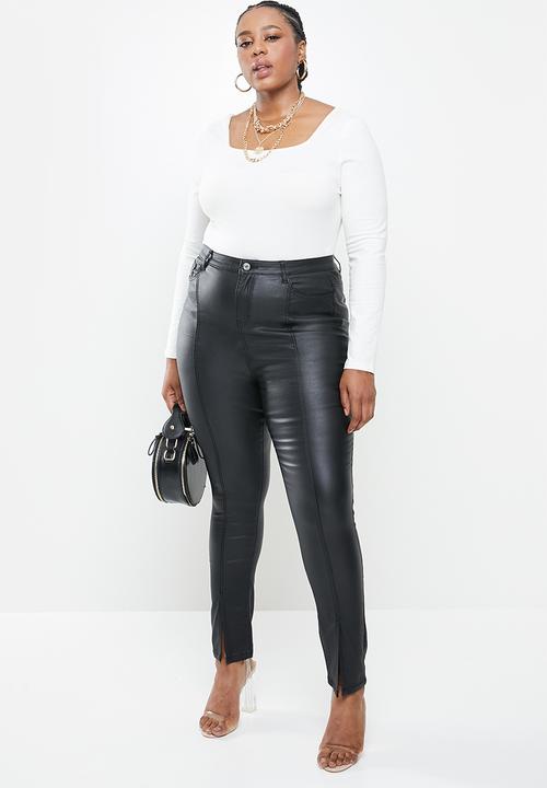 Missguided - Plus size split coated sinner skinny - black