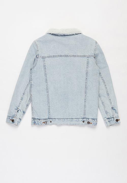 Free by Cotton On - Boys jessie dnm sherpa jacket - blue