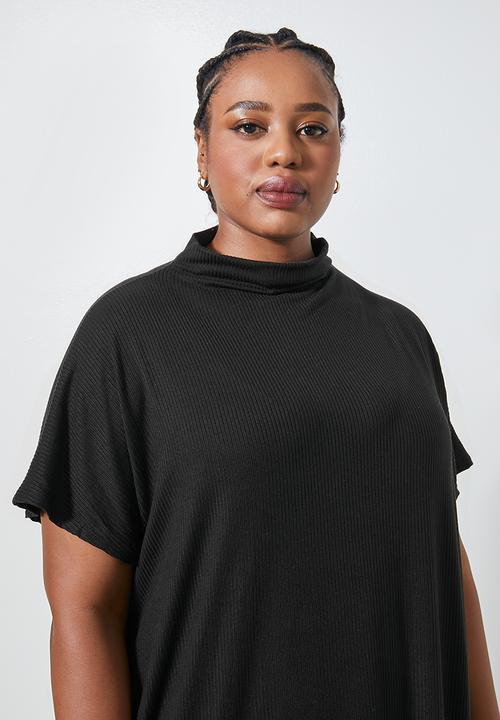 Superbalist - Rib midi tee dress - black