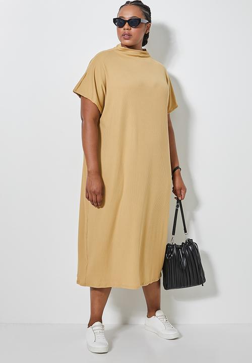 Superbalist - Rib midi tee dress - beige 