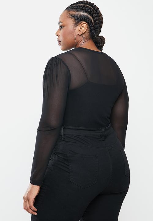 Blake - Mesh long sleeve top - black
