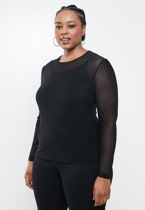 Blake - Mesh long sleeve top - black