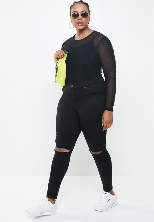 Blake - Mesh long sleeve top - black