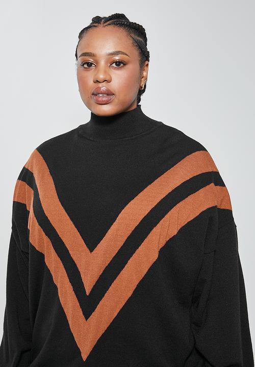 Superbalist - Plus chevron jumper - black & rust