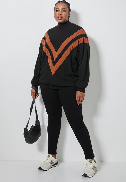 Superbalist - Plus chevron jumper - black & rust