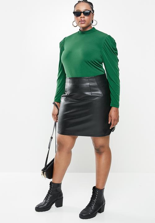 Blake - Drape sleeve bodysuit with turtleneck - emerald