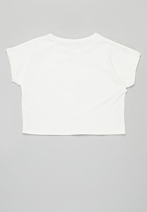SISSY BOY - Sporty loose top with glitter logo - off white